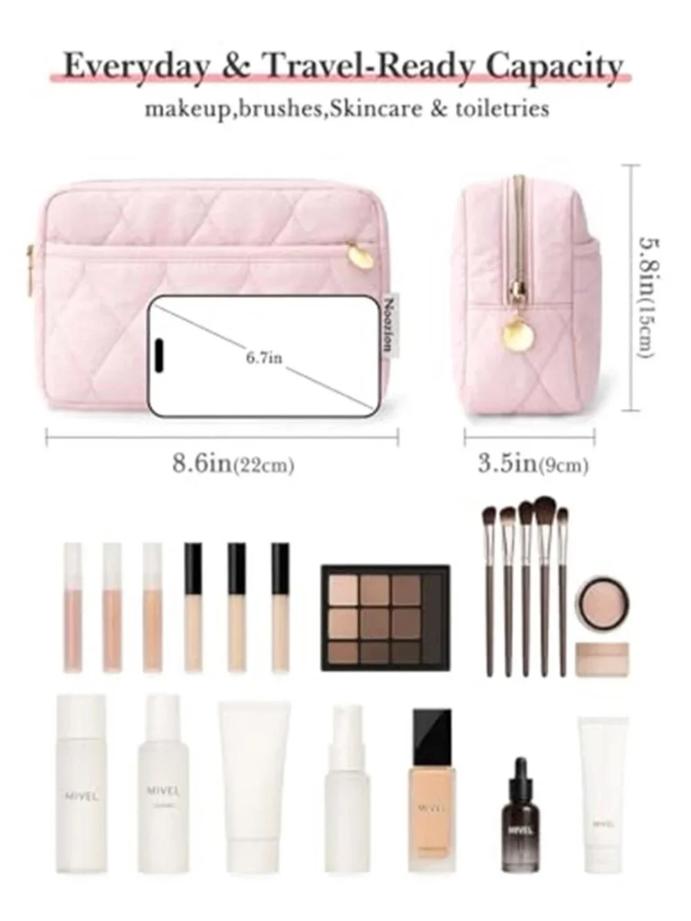 Womens Makeup Bag Travel Cosmetic Organizer Water Resistant Toiletry Pouch Case